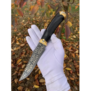 ЗОЛОТА ОСІНЬ ексклюзивний ніж ручної роботи студії KUSTOM KNIVES - лезо мозаїчний дамаск Damasteel® 58-60 HRC. Photo 2